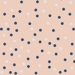 grey navy dots on blush