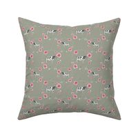 Sage Green Floral Cow