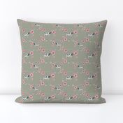 Sage Green Floral Cow