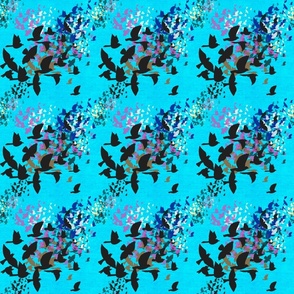 Flocking silhouette birds small 6” repeat turquoise