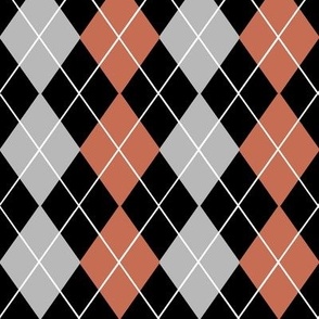 Classic 3 Color Argyle in Black Gray and Cocoa Brown