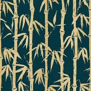 JAPANESE INK BAMBOO - LIGHT GOLD ON TEAL