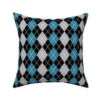 Classic 3 Color Argyle in Black Gray and Turquoise