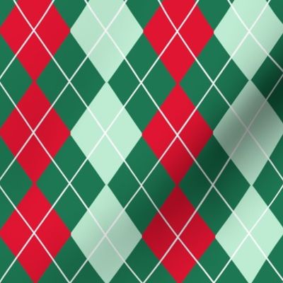 Classic 3 Color Argyle in Christmas Red and Green