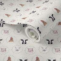 Farm Animals Cream background