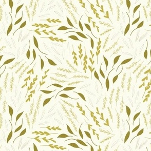 Wispy Leaves - Ivory and Ochre