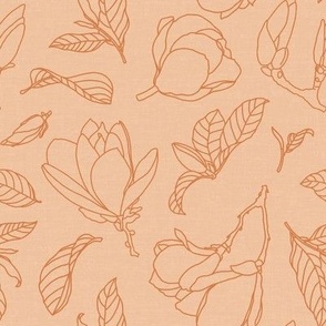 Magnolia Line Art Springtime Peach