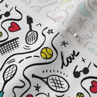 Tennis Doodles on White