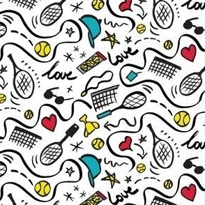 Tennis Doodles on White