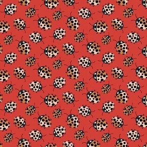 Ladybug in the Garden: bold tangerine and golden mustard non directional jumbo scale for seagrass wallpaper, bed linen, kids apparel and kids home decor.