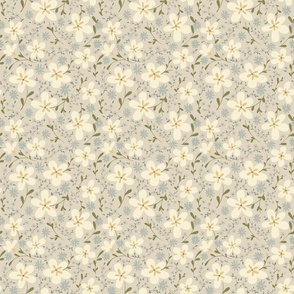 Retro floral ~ light neutral ~ halfscale 