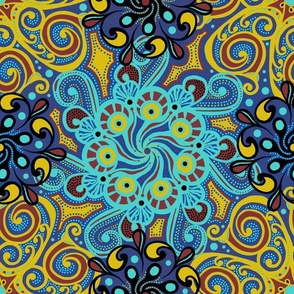 Spirals on Seven Blue and Gold