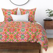 The Moroccan Summer Delight Pillow Print - © 2022 Vanessa Peutherer - Version 2 - Coral Floral Bloom With Decorative Stripe Border Print - Summer 2022 - petalcoordinatesinbloomdc 