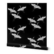 Cranes in Flight (motif) - black, medium 