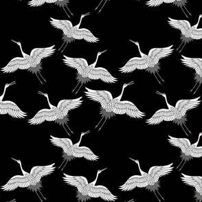 Cranes in Flight (Flock) - black, medium 