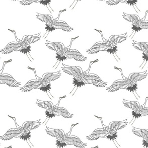 Cranes in Flight (Flock) - white, medium 