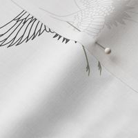Cranes in Flight (motif) - white, medium 