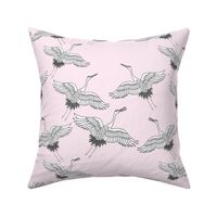 Cranes in Flight (Flock) - baby pink, medium 