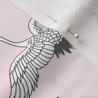 Cranes in Flight (Flock) - baby pink, medium 