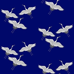 Cranes in Flight (motif) - ink blue, medium 