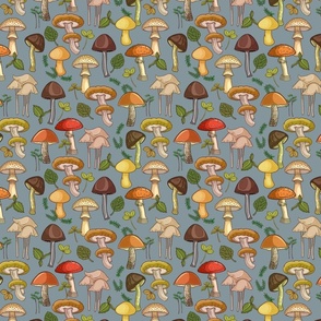 mushroom pattern blue