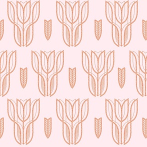 Floral pattern in salmon tone. Background pinkish.