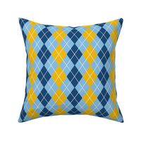 Classic 3 Color Argyle in Yellow Sky Blue and Dark Blue