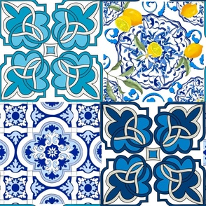 Sicilian style,majolica,blue tiles 