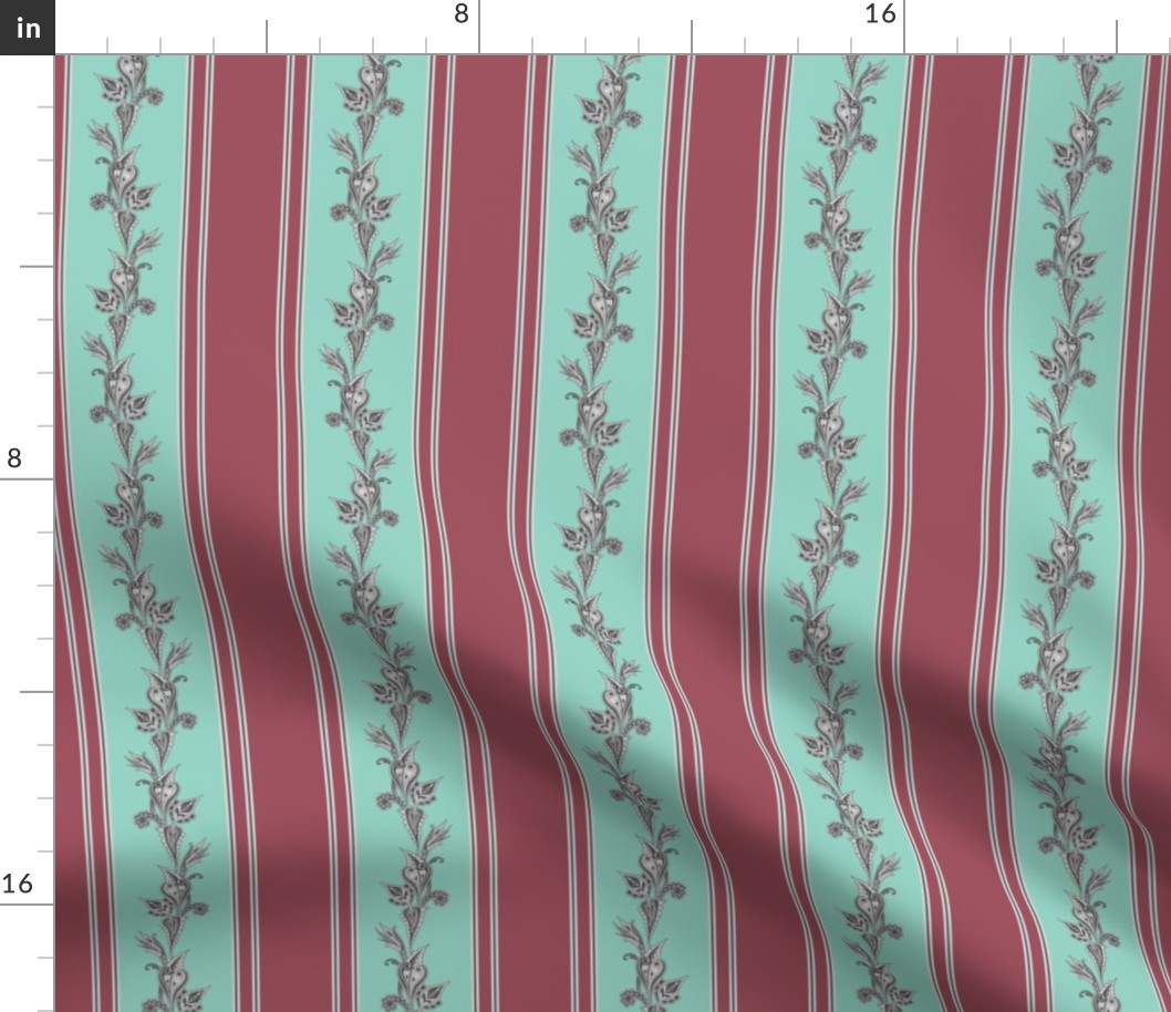 Ruby and celadon stripes /Medium scale