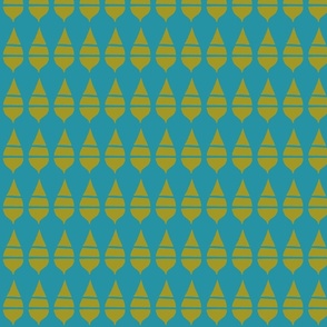 Ornaments mustard on turquoise