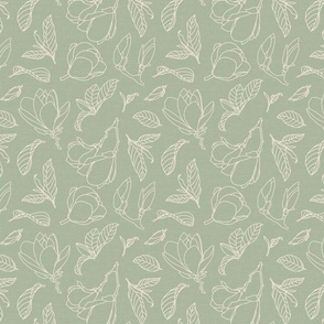 Magnolia Line Art Sage Green