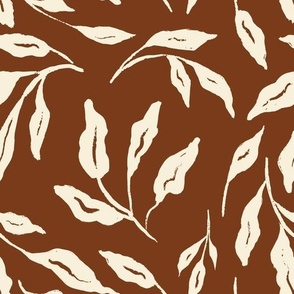 TN010- Terra Nova Sienna Brown Leaves Large Scale