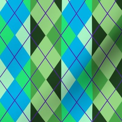 Striped Argyle Plaid in Blue and Green