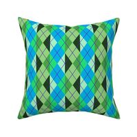 Striped Argyle Plaid in Blue and Green