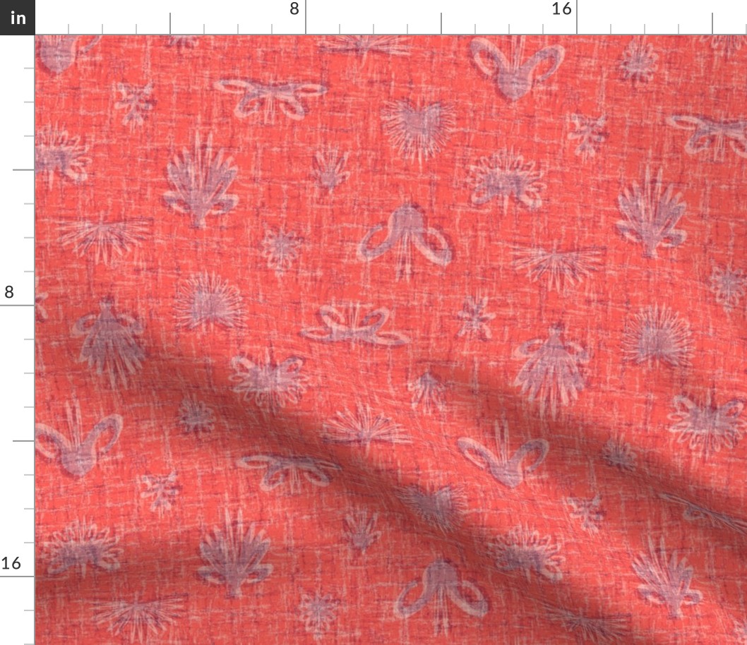 Solid Red Plain Red Neutral Floral Grasscloth Texture Woven Coral Red Orange EC5E57 Fresh Modern Abstract Geometric