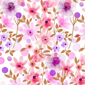Purple Blue Pink Watercolor flower illustration