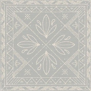 Dotted Floral Tile Grey Cream