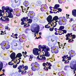 Medium Purple Pansy / Pansies / Watercolor
