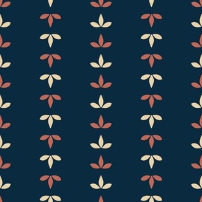 Freshca Lovely Leaves (Navy with Apricot and Cream)