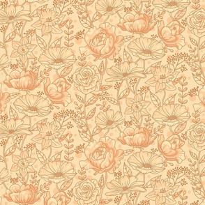 Rich Summer Flowers on Neutral Colors / Small Scale
