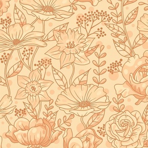 Rich Summer Flowers on Neutral Colors / Large Scale