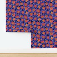 Bold Summer Flowers on Electric Blue / Large Scale