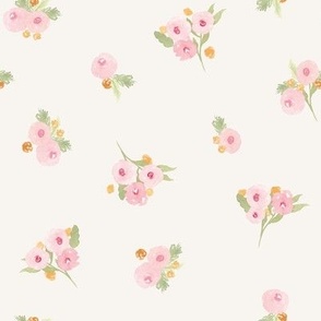 Watercolor, floral, dainty, floral, pink roses, cream, jumbo extra large scale, pretty, girls, nursery