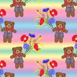 Teddy Loves Nature! (Motif) -  rainbow, medium 