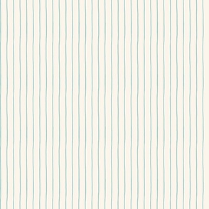 Freehand Vertical Stripes, Turquoise and White 