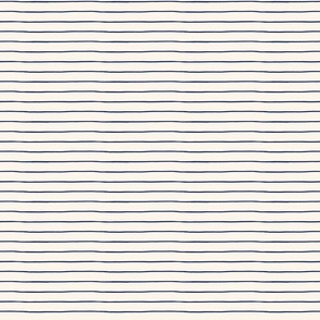 Freehand Horizontal Stripes Navy Blue on White
