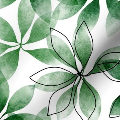 abstract botanical - emerald green lilium leaves - biophilia