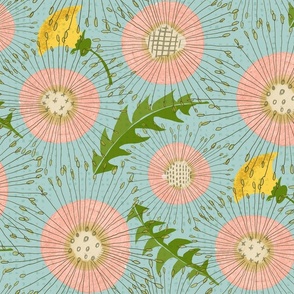 In The Weeds- Pink and Blue Dandelion Print
