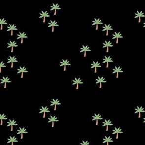 Little palm tree forest aloha tropical island vibes summer design green neutral on black