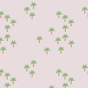 Little palm tree forest aloha tropical island vibes summer design green neutral on beige 
